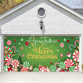 Aperturee - Aperturee Green Christmas Vibe Candy Cane Garage Door Banner